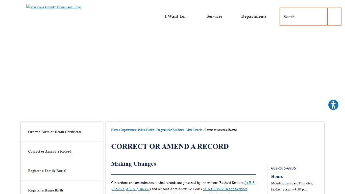 Correct or Amend a Record Maricopa County, AZ